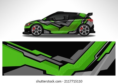 Design der Autoabziehfolie. Grafische abstrakte Rennstrecke Hintergrund Vectordesign für Fahrzeug, Rennwagen, Rallye, Abenteuer Livery Tarnung.