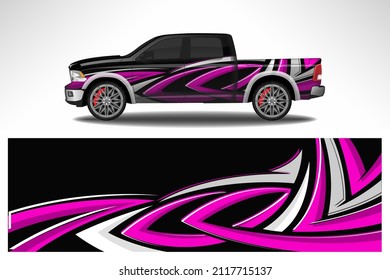 Design der Autoabziehfolie. Grafische abstrakte Rennstrecke Hintergrund Vectordesign für Fahrzeug, Rennwagen, Rallye, Abenteuer Livery Tarnung.
