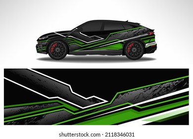 Diseño de envoltura de calcomanías para coches. Fondo gráfico de carreras de línea abstracta Diseño vectorial para vehículo, coche de carreras, rally, camuflaje de rivalidad de aventura.