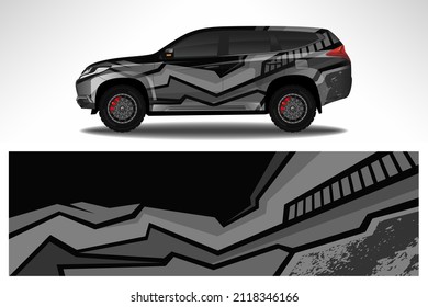 Diseño de envoltura de calcomanías para coches. Fondo gráfico de carreras de línea abstracta Diseño vectorial para vehículo, coche de carreras, rally, camuflaje de rivalidad de aventura.