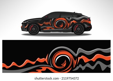 Car decal wrap design. Graphic abstract line racing background Vector design for vehicle, race car, rally, adventure livery camouflage.