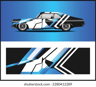 Car decal wrap design with Graphic abstract stripe racing background 