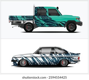 Car decal wrap design with Graphic abstract stripe racing car design