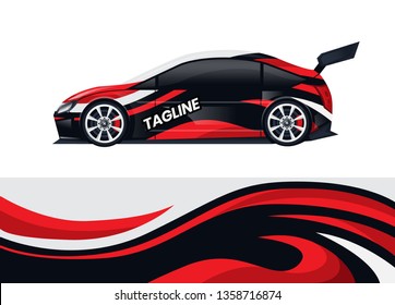 Car decal wrap design template vector illustration. Background abstract stripe racing sport graphic designs kit for race car, rally, vehicle, livery and adventure
