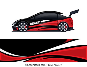 Car decal wrap design template vector illustration. Background abstract stripe racing sport graphic designs kit for race car, rally, vehicle, livery and adventure