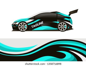 Car decal wrap design template vector illustration. Background abstract stripe racing sport graphic designs kit for race car, rally, vehicle, livery and adventure