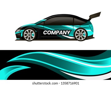 Car decal wrap design template vector illustration. Background abstract stripe racing sport graphic designs kit for race car, rally, vehicle, livery and adventure