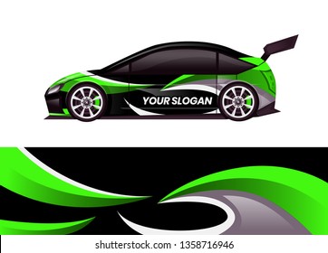 Car decal wrap design template vector illustration. Background abstract stripe racing sport graphic designs kit for race car, rally, vehicle, livery and adventure