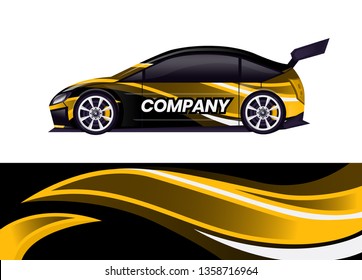 Car decal wrap design template vector illustration. Background abstract stripe racing sport graphic designs kit for race car, rally, vehicle, livery and adventure