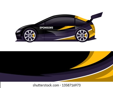 Car decal wrap design template vector illustration. Background abstract stripe racing sport graphic designs kit for race car, rally, vehicle, livery and adventure