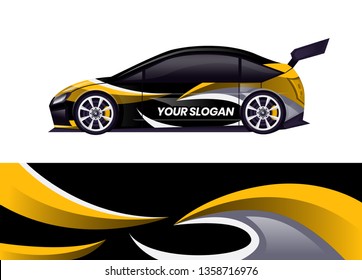 Car decal wrap design template vector illustration. Background abstract stripe racing sport graphic designs kit for race car, rally, vehicle, livery and adventure