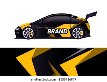 Car decal wrap design template vector illustration. Background abstract stripe racing sport graphic designs kit for race car, rally, vehicle, livery and adventure