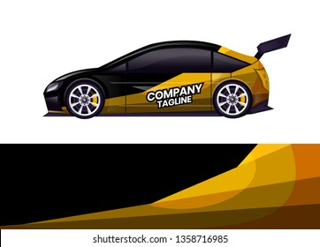 Car decal wrap design template vector illustration. Background abstract stripe racing sport graphic designs kit for race car, rally, vehicle, livery and adventure