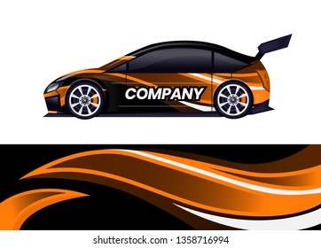 Car decal wrap design template vector illustration. Background abstract stripe racing sport graphic designs kit for race car, rally, vehicle, livery and adventure