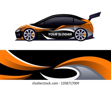 Car decal wrap design template vector illustration. Background abstract stripe racing sport graphic designs kit for race car, rally, vehicle, livery and adventure