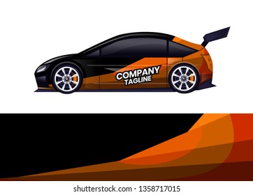 Car decal wrap design template vector illustration. Background abstract stripe racing sport graphic designs kit for race car, rally, vehicle, livery and adventure
