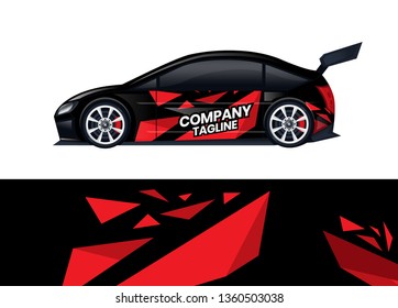 Car decal wrap design template vector illustration. Background abstract stripe racing sport graphic designs kit for race car, rally, vehicle, livery and adventure