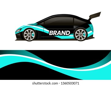 Car decal wrap design template vector illustration. Background abstract stripe racing sport graphic designs kit for race car, rally, vehicle, livery and adventure