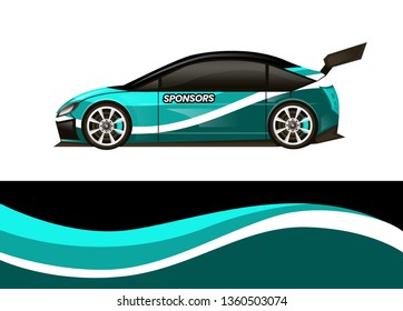 Car decal wrap design template vector illustration. Background abstract stripe racing sport graphic designs kit for race car, rally, vehicle, livery and adventure