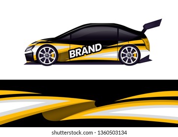Car decal wrap design template vector illustration. Background abstract stripe racing sport graphic designs kit for race car, rally, vehicle, livery and adventure