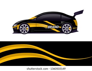 Car decal wrap design template vector illustration. Background abstract stripe racing sport graphic designs kit for race car, rally, vehicle, livery and adventure