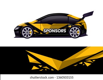 Car decal wrap design template vector illustration. Background abstract stripe racing sport graphic designs kit for race car, rally, vehicle, livery and adventure