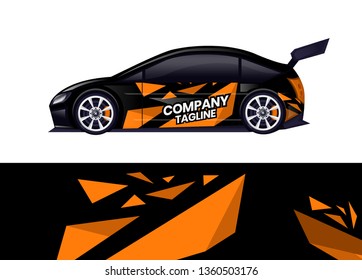 Car decal wrap design template vector illustration. Background abstract stripe racing sport graphic designs kit for race car, rally, vehicle, livery and adventure