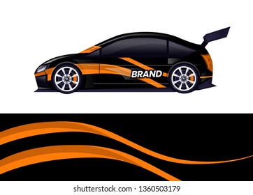 Car decal wrap design template vector illustration. Background abstract stripe racing sport graphic designs kit for race car, rally, vehicle, livery and adventure
