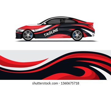 Car decal wrap design template vector illustration. Background abstract stripe racing sport graphic designs kit for race car, rally, vehicle, livery and adventure