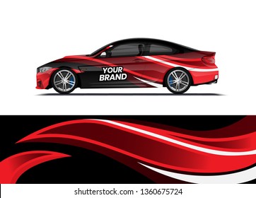 Car decal wrap design template vector illustration. Background abstract stripe racing sport graphic designs kit for race car, rally, vehicle, livery and adventure