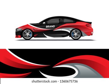 Car decal wrap design template vector illustration. Background abstract stripe racing sport graphic designs kit for race car, rally, vehicle, livery and adventure