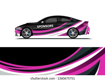 Car decal wrap design template vector illustration. Background abstract stripe racing sport graphic designs kit for race car, rally, vehicle, livery and adventure
