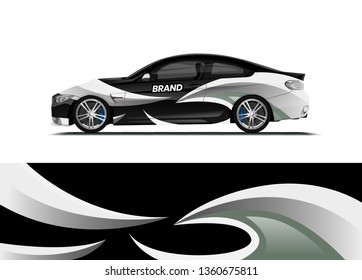 Car decal wrap design template vector illustration. Background abstract stripe racing sport graphic designs kit for race car, rally, vehicle, livery and adventure
