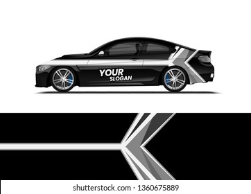 Car decal wrap design template vector illustration. Background abstract stripe racing sport graphic designs kit for race car, rally, vehicle, livery and adventure