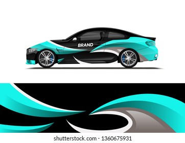 Car decal wrap design template vector illustration. Background abstract stripe racing sport graphic designs kit for race car, rally, vehicle, livery and adventure