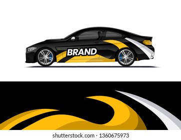 Car decal wrap design template vector illustration. Background abstract stripe racing sport graphic designs kit for race car, rally, vehicle, livery and adventure