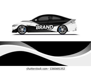 Car decal wrap design template vector illustration. Background abstract stripe racing sport graphic designs kit for race car, rally, vehicle, livery and adventure