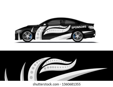 Car decal wrap design template vector illustration. Background abstract stripe racing sport graphic designs kit for race car, rally, vehicle, livery and adventure