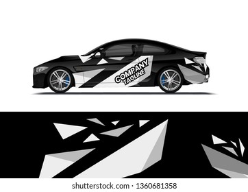 Car decal wrap design template vector illustration. Background abstract stripe racing sport graphic designs kit for race car, rally, vehicle, livery and adventure