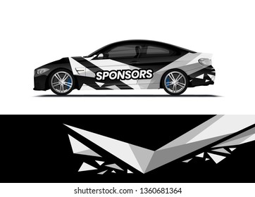 Car decal wrap design template vector illustration. Background abstract stripe racing sport graphic designs kit for race car, rally, vehicle, livery and adventure