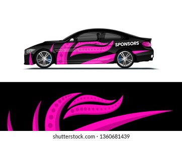 Car decal wrap design template vector illustration. Background abstract stripe racing sport graphic designs kit for race car, rally, vehicle, livery and adventure