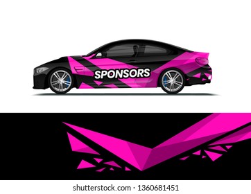 Car decal wrap design template vector illustration. Background abstract stripe racing sport graphic designs kit for race car, rally, vehicle, livery and adventure