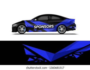 Car decal wrap design template vector illustration. Background abstract stripe racing sport graphic designs kit for race car, rally, vehicle, livery and adventure