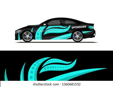 Car decal wrap design template vector illustration. Background abstract stripe racing sport graphic designs kit for race car, rally, vehicle, livery and adventure