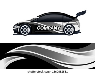 Car decal wrap design template vector illustration. Background abstract stripe racing sport graphic designs kit for race car, rally, vehicle, livery and adventure