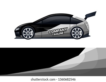 Car decal wrap design template vector illustration. Background abstract stripe racing sport graphic designs kit for race car, rally, vehicle, livery and adventure
