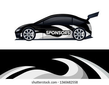 Car decal wrap design template vector illustration. Background abstract stripe racing sport graphic designs kit for race car, rally, vehicle, livery and adventure