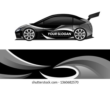Car decal wrap design template vector illustration. Background abstract stripe racing sport graphic designs kit for race car, rally, vehicle, livery and adventure