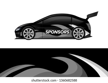 Car decal wrap design template vector illustration. Background abstract stripe racing sport graphic designs kit for race car, rally, vehicle, livery and adventure