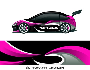 Car decal wrap design template vector illustration. Background abstract stripe racing sport graphic designs kit for race car, rally, vehicle, livery and adventure